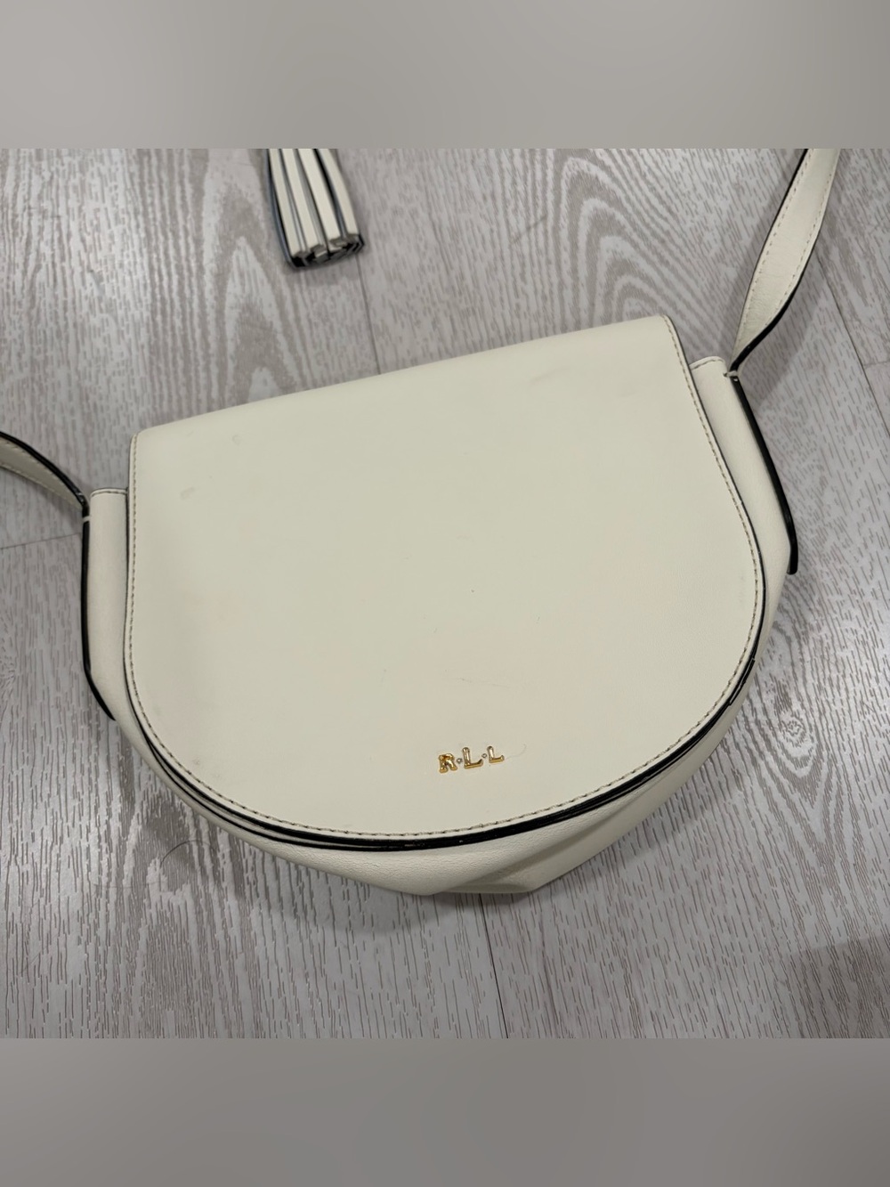 Lauren Ralph Lauren Leather Saddle Crossbody Bag (Cream / Gold Hardware)